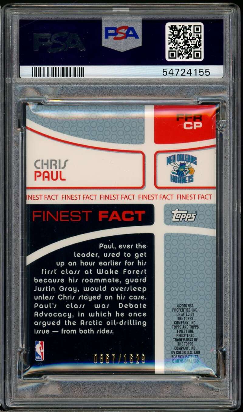 Chris Paul Rookie Card 2005-06 Finest Fact Relics #CP PSA 9 Image 2