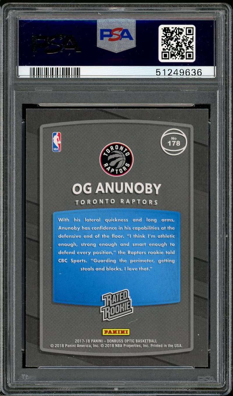 OG Anunoby Rookie Card 2017-18 Donruss Optic #178 PSA 9 Image 2