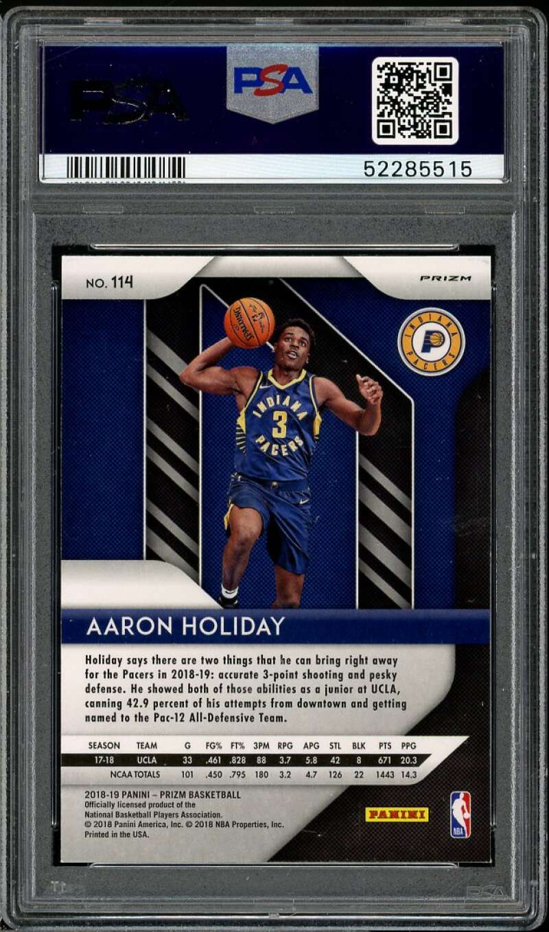 Aaron Holiday Rookie Card 2018-19 Panini Prizm Ruby Wave #66 PSA 9 Image 2