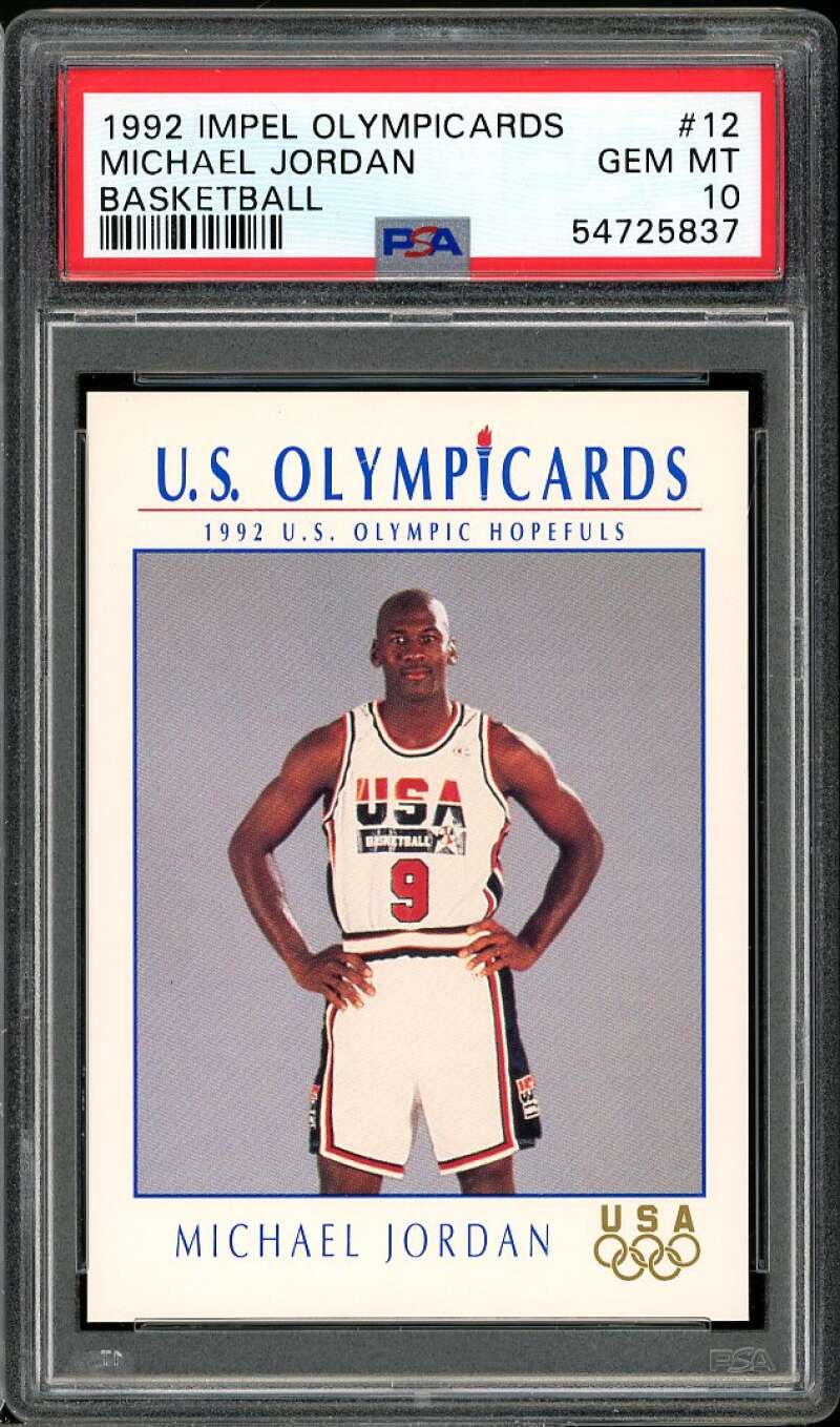 Michael Jordan Card 1992 Impel Olympicards Basketball #12 PSA 10 Image 1