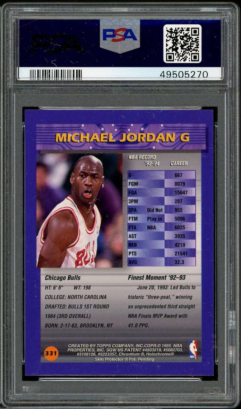 Michael Jordan Card 1994-95 Finest Refractors #331 PSA 9 Image 2