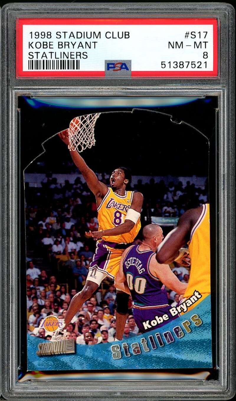 Kobe Bryant Card 1998-99 Stadium Club Statliners #S17 PSA 8 Image 1