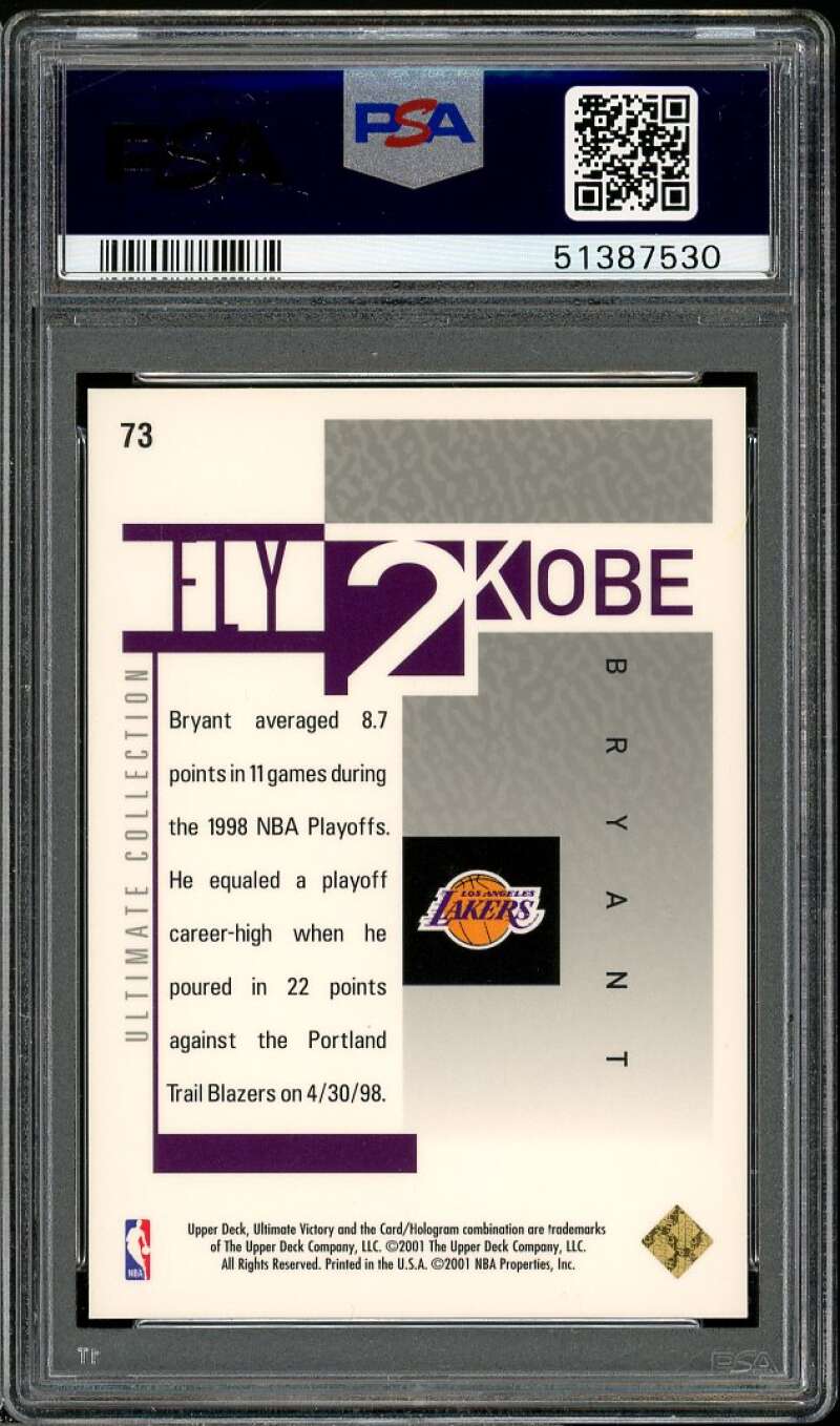Kobe Bryant 2000-01 UD Ultimate Victory Ultimate Collection (pop 2) #73 PSA 9 Image 2