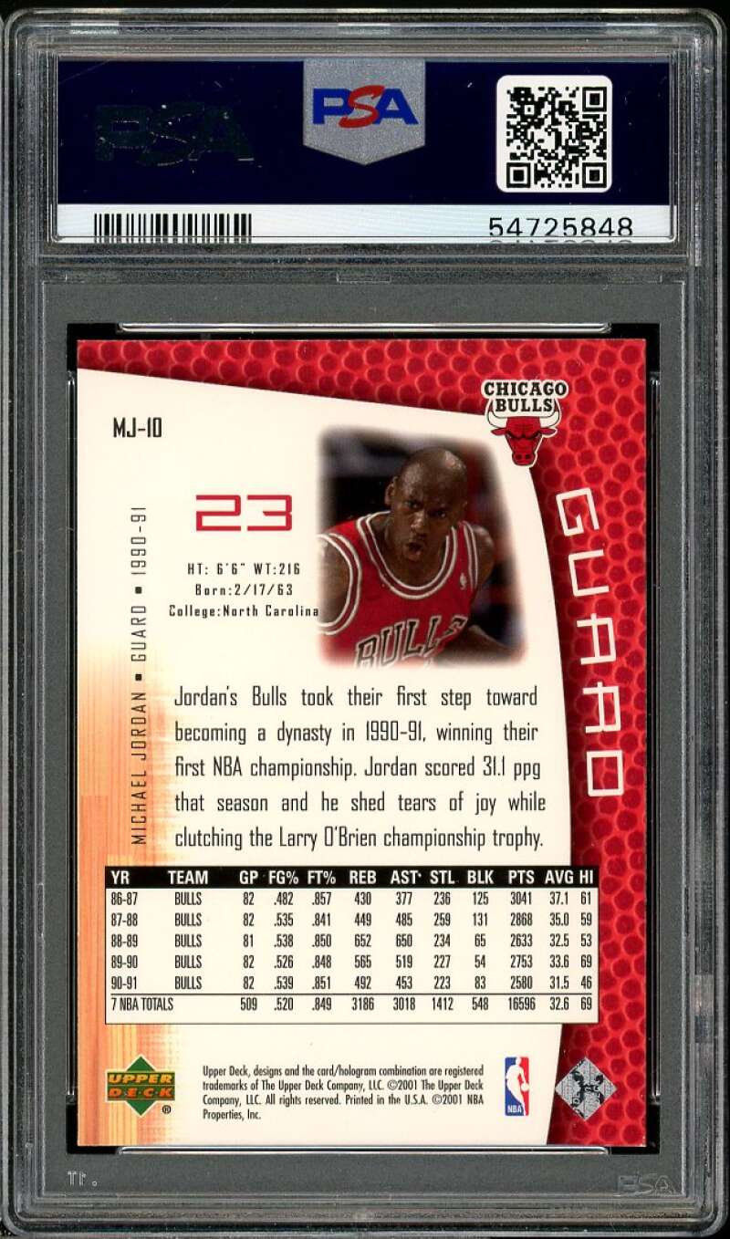 Michael Jordan Card 2001-02 U.D. MJ's Back #MJ-10 PSA 8 Image 2