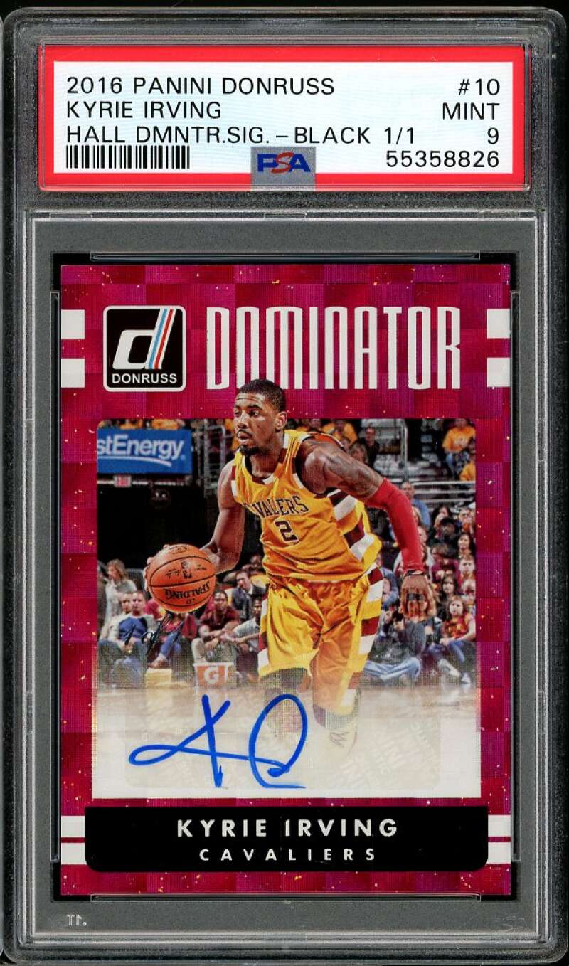 Kyrie Irving Card 2016-17 Donruss Dominator Signatures Black (1 of 1) #10 PSA 9 Image 1