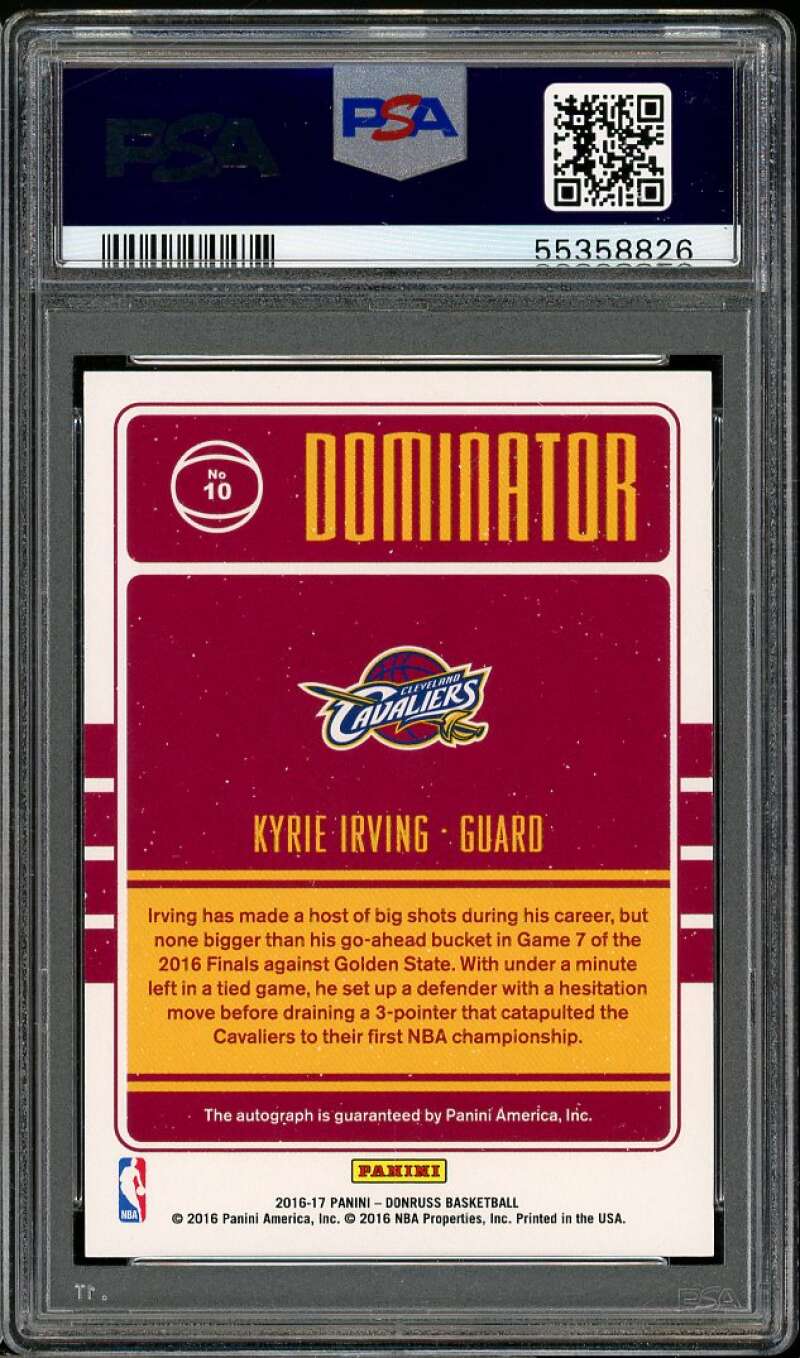Kyrie Irving Card 2016-17 Donruss Dominator Signatures Black (1 of 1) #10 PSA 9 Image 2
