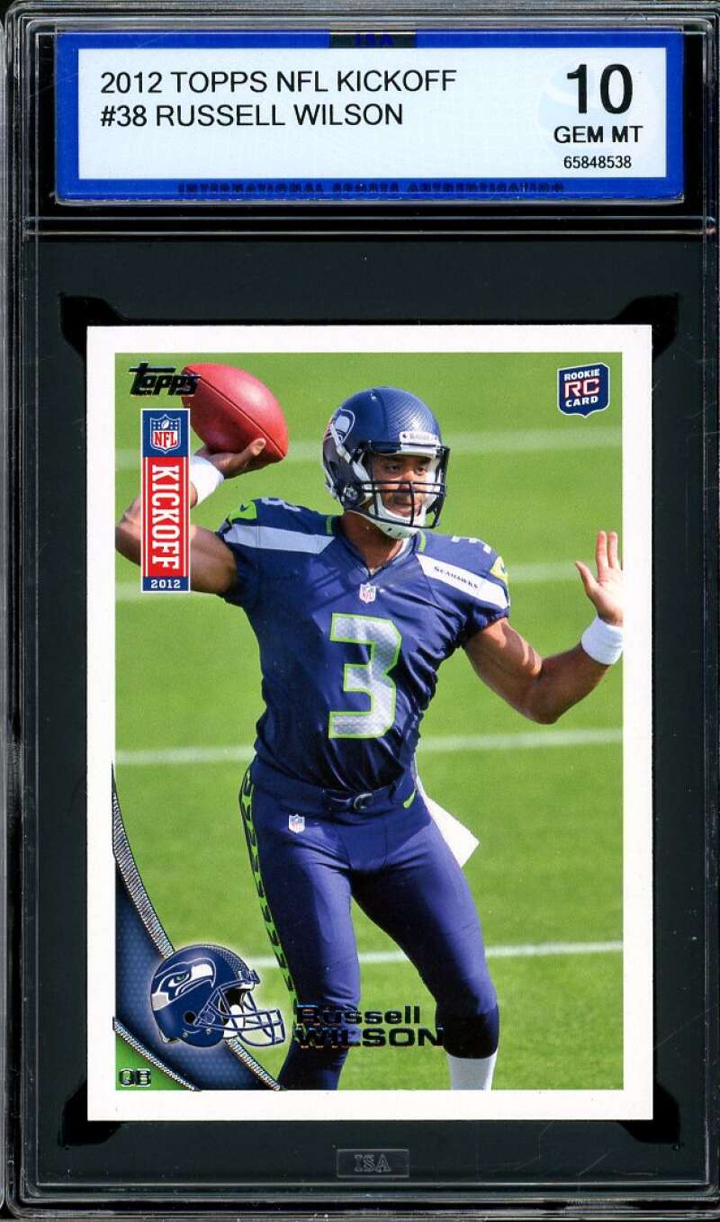 Russell Wilson Rookie Card 2012 Topps Kickoff #38 ISA 10 GEM MINT Image 1