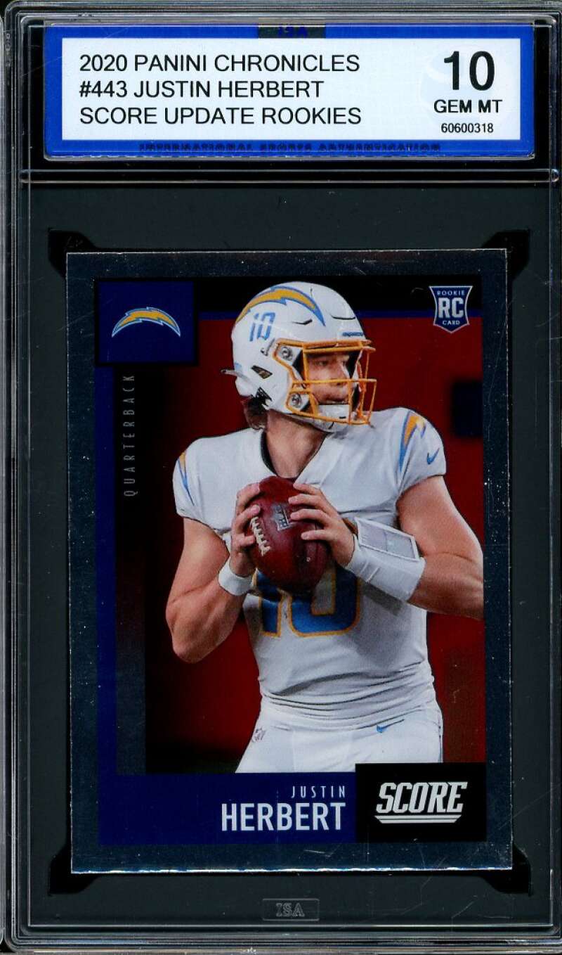 Justin Herbert 2020 Panini Chronicles Score Update Rookies #443 ISA 10 GEM MINT Image 1