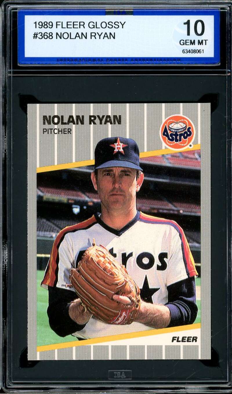 Nolan Ryan Card 1989 Fleer Glossy #368 ISA 10 GEM MINT Image 1