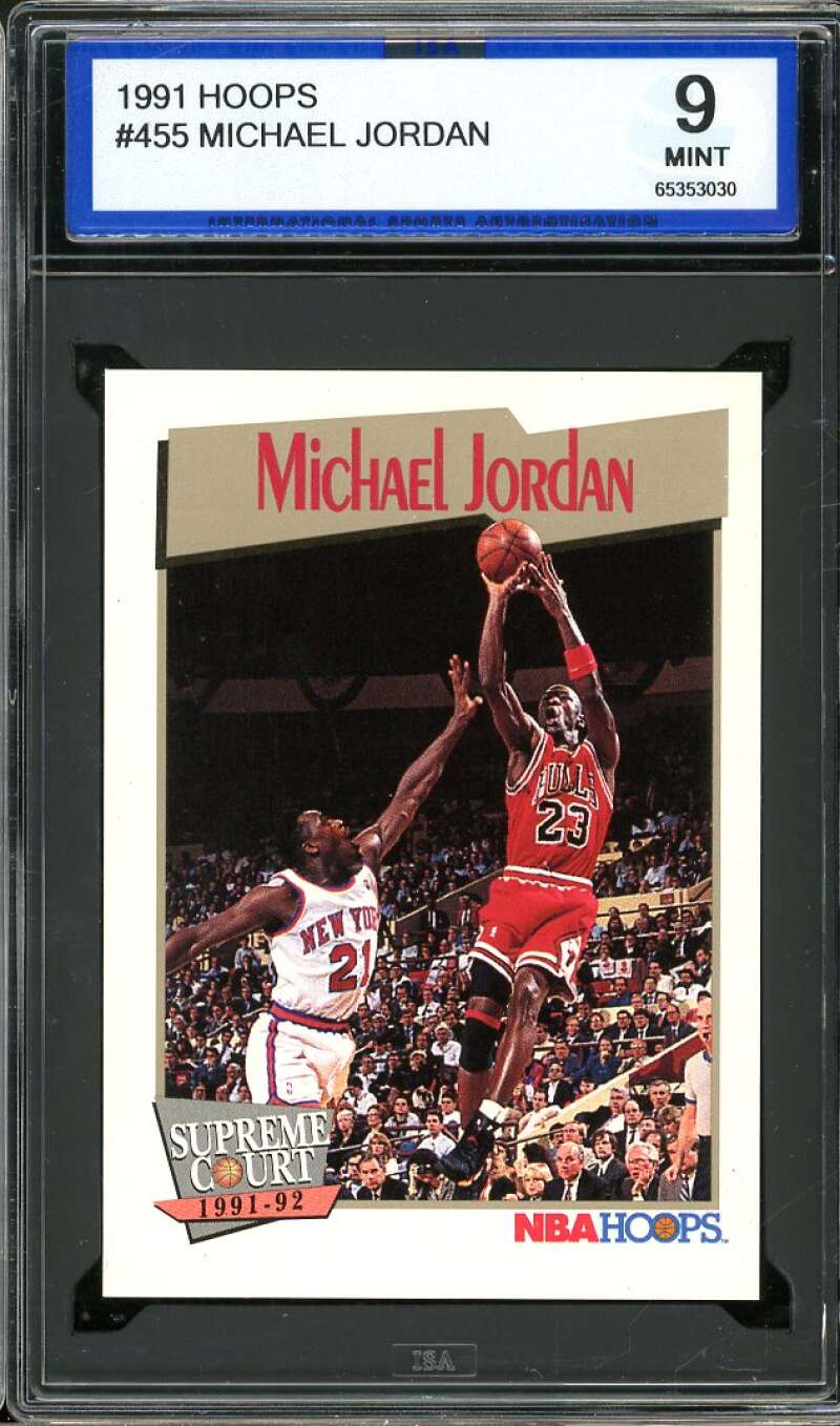 Michael Jordan Card 1991-92 Hoops #455 ISA 9 MINT Image 1