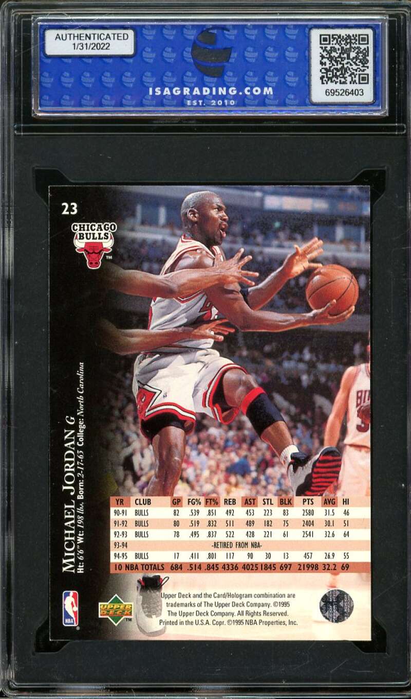 Michael Jordan Card 1995-96 Upper Deck #23 ISA 9 MINT Image 2