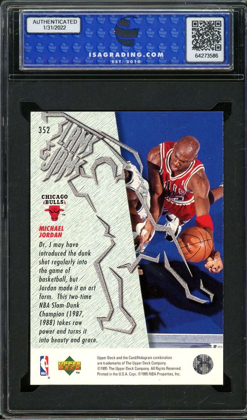 Michael Jordan Card 1995-96 Upper Deck #352 ISA 10 GEM MINT Image 2