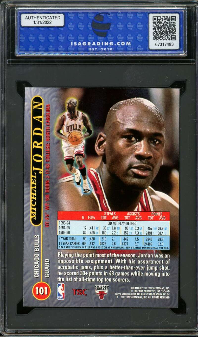 Michael Jordan Card 1996-97 Stadium Club #101 ISA 8.5 NM-MT+ Image 2