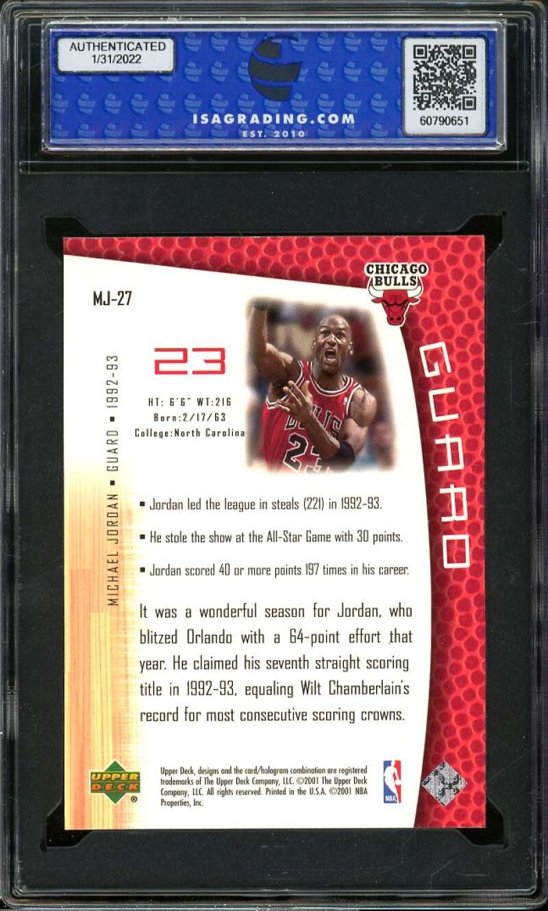Michael Jordan Card 2001-02 Upper Deck MJ's Back #MJ-27 ISA 10 GEM MINT Image 2