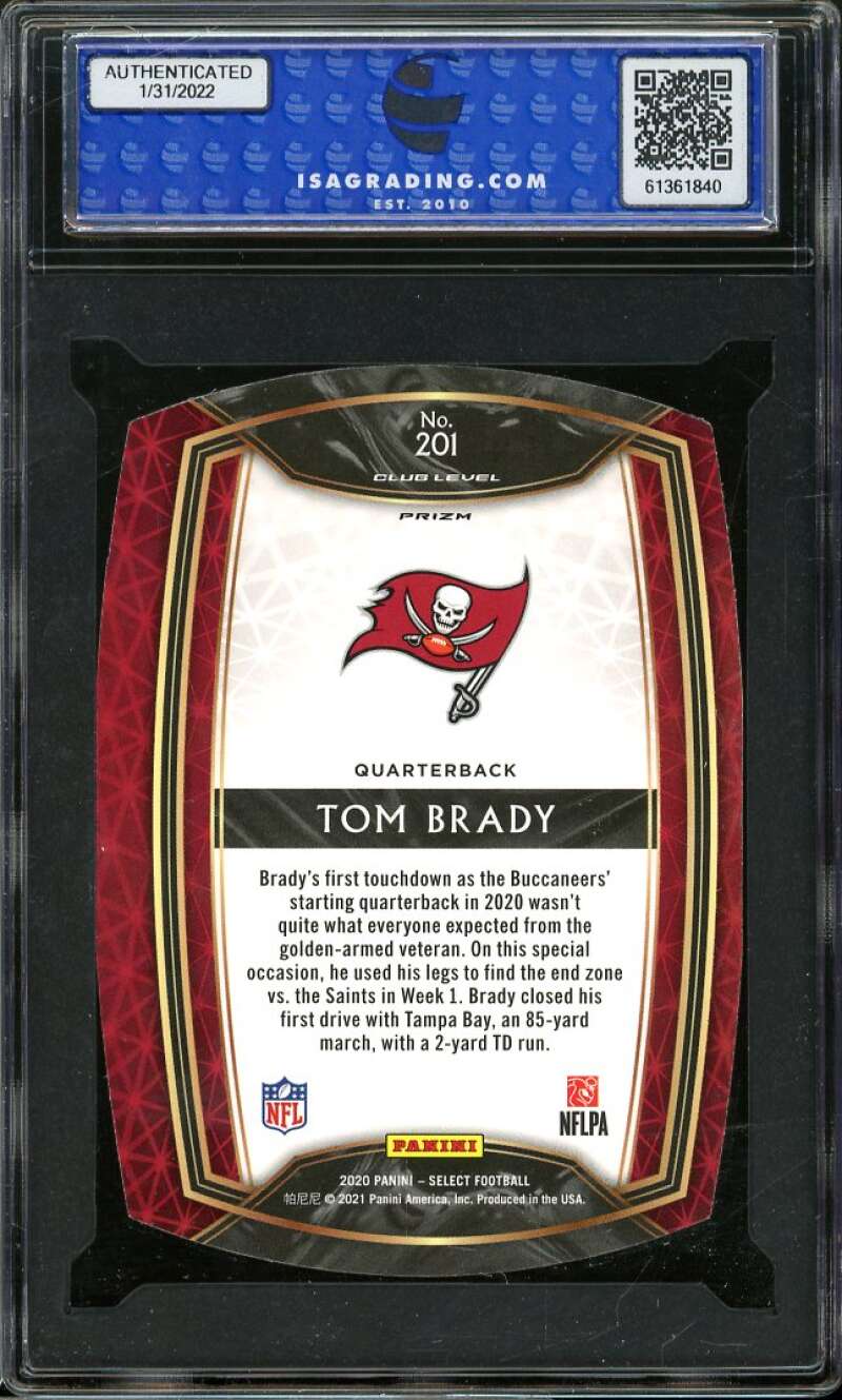 Tom Brady Card 2020 Select Orange Die-Cut Prizm #201 ISA 8.5 NM-MT+ Image 2