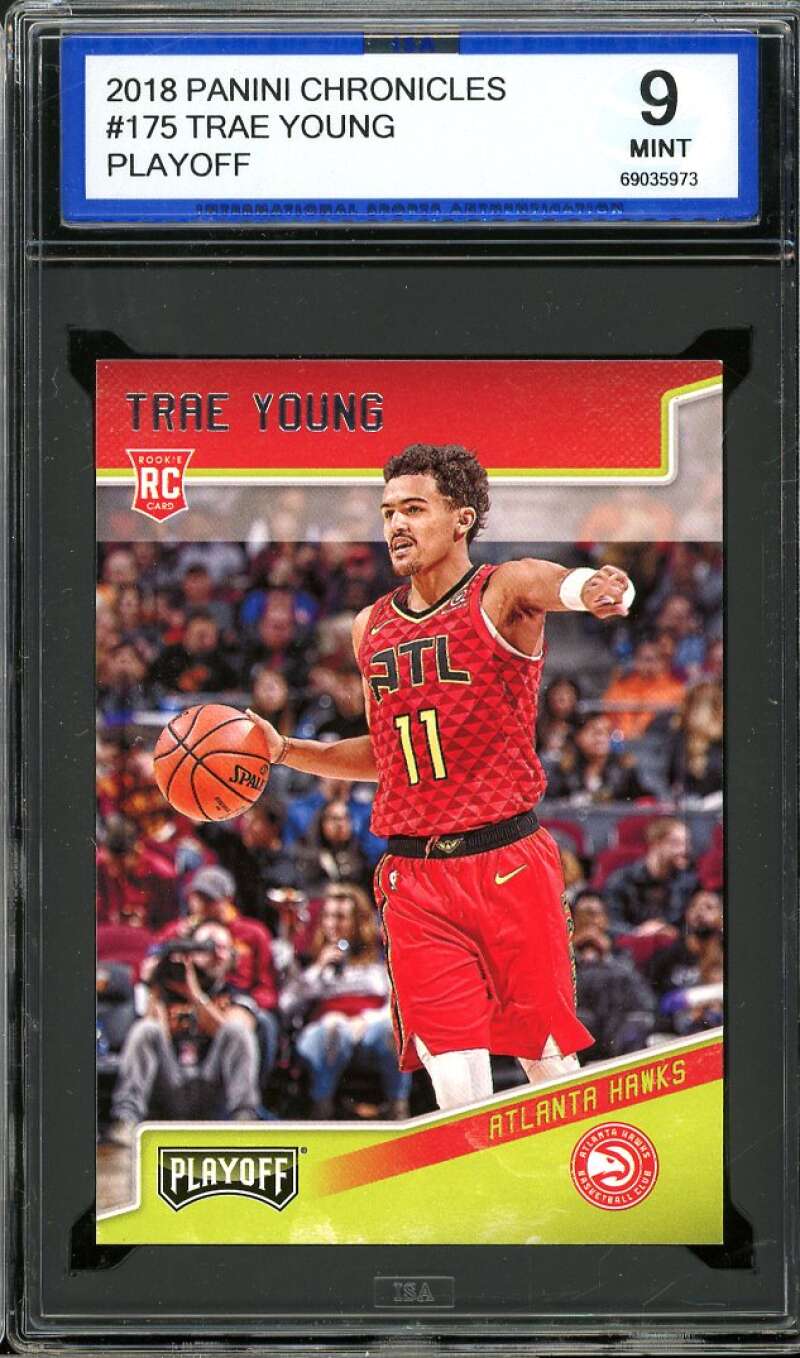 Trae Young Rookie Card 2018-19 Panini Chronicles Playoff #175 ISA 9 MINT Image 1