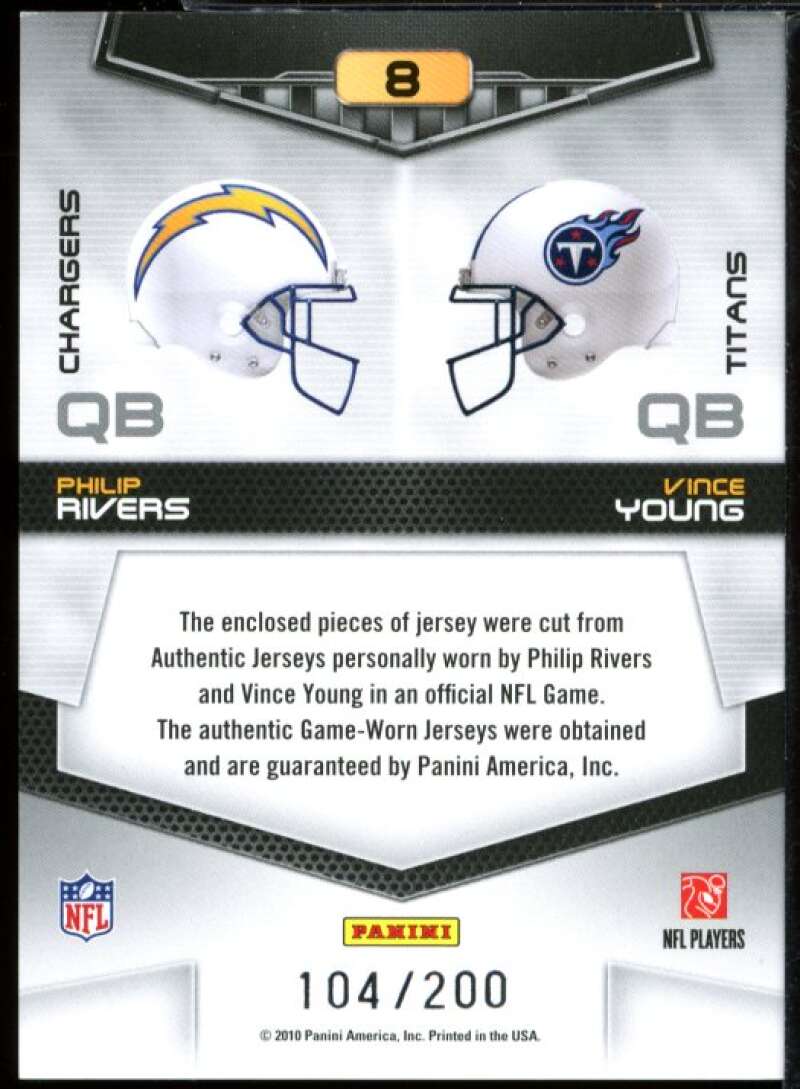 Philip Rivers Vince Young Card 2010 Epix Sunday Showdown Materials Jerseys #8  Image 2