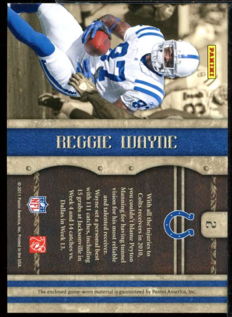 Reggie Wayne Card 2011 Crown Royale Kings of the NFL Materials Jersey #2  Image 2