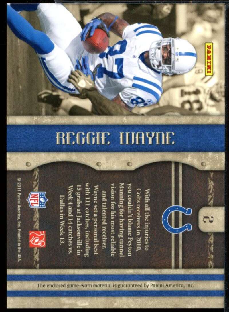 Reggie Wayne Card 2011 Crown Royale Kings of the NFL Materials Jersey #2  Image 2