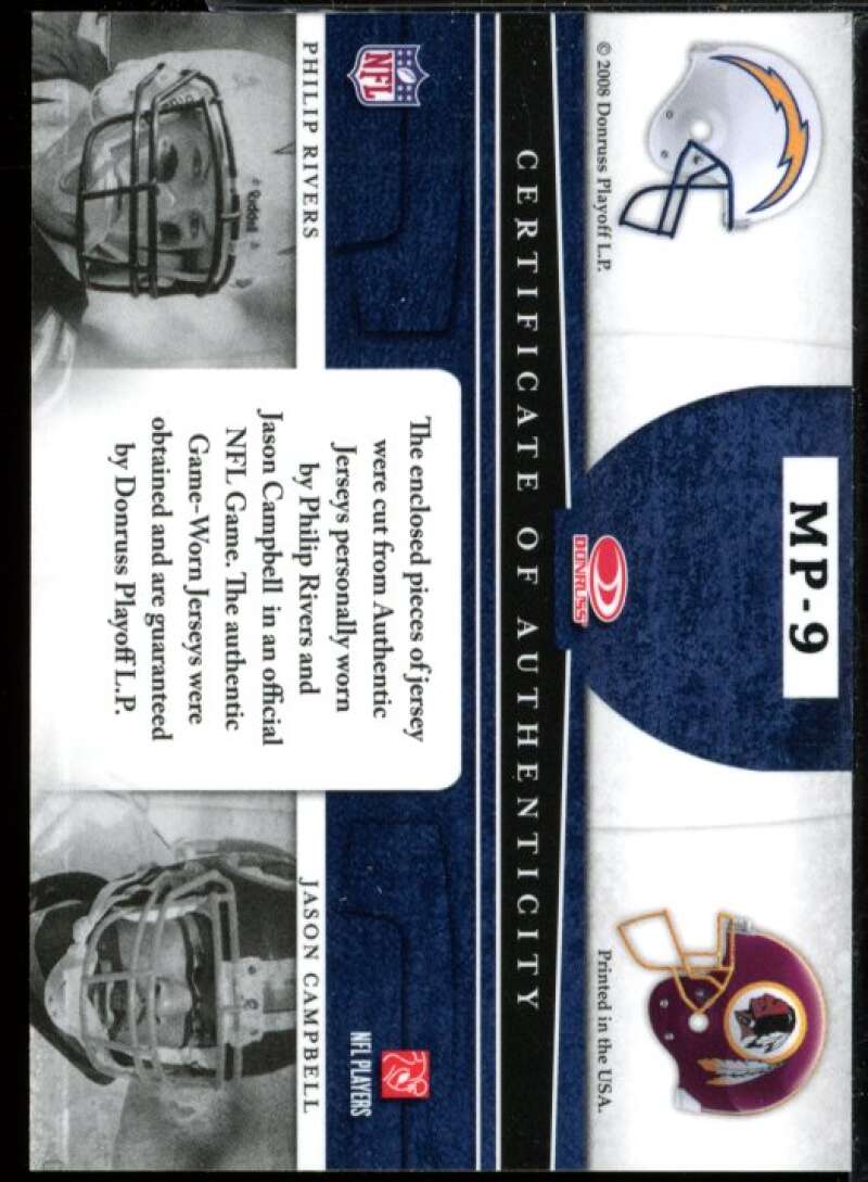 Philip Rivers/Jason Campbell 2008 Limited Matching Positions Jerseys Prime #9  Image 2