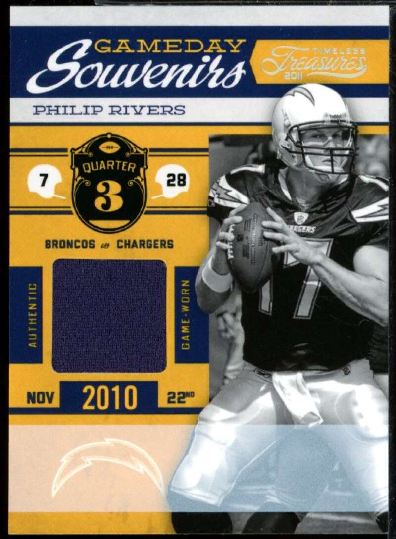 Philip Rivers Card 2011 Timeless Treasures Game Day Souvenirs Jersey #28  Image 1