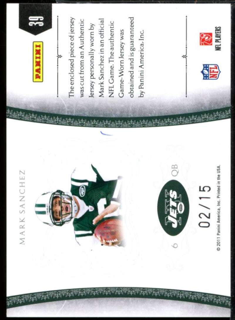 Mark Sanchez Card 2010 National Treasures Colossal Jersey Position Prime #39  Image 2