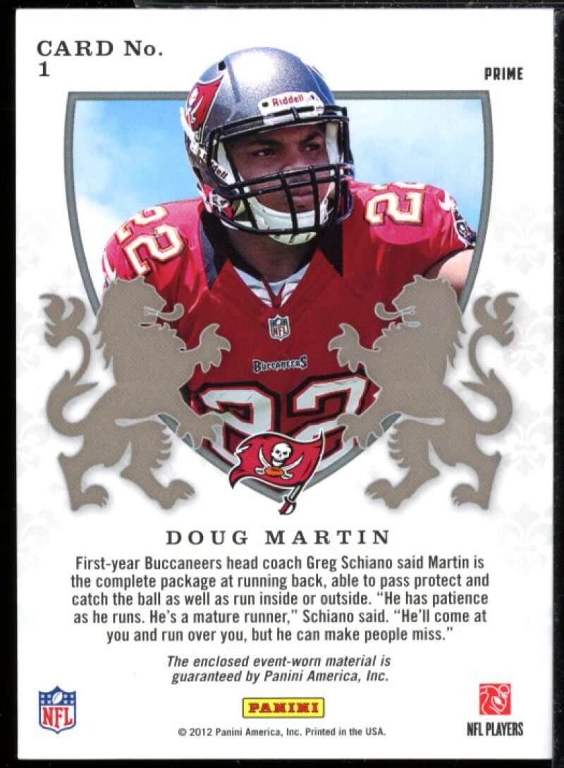 Doug Martin Card 2012 Rookies and Stars Rookie Crusade Jersey Prime Red #1  Image 2