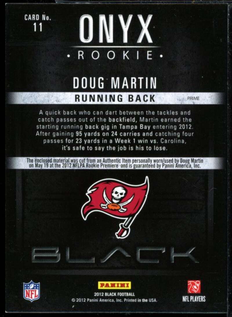 Doug Martin Card 2012 Panini Black Onyx Rookie Jumbo 4 Color Jersey #11  Image 2