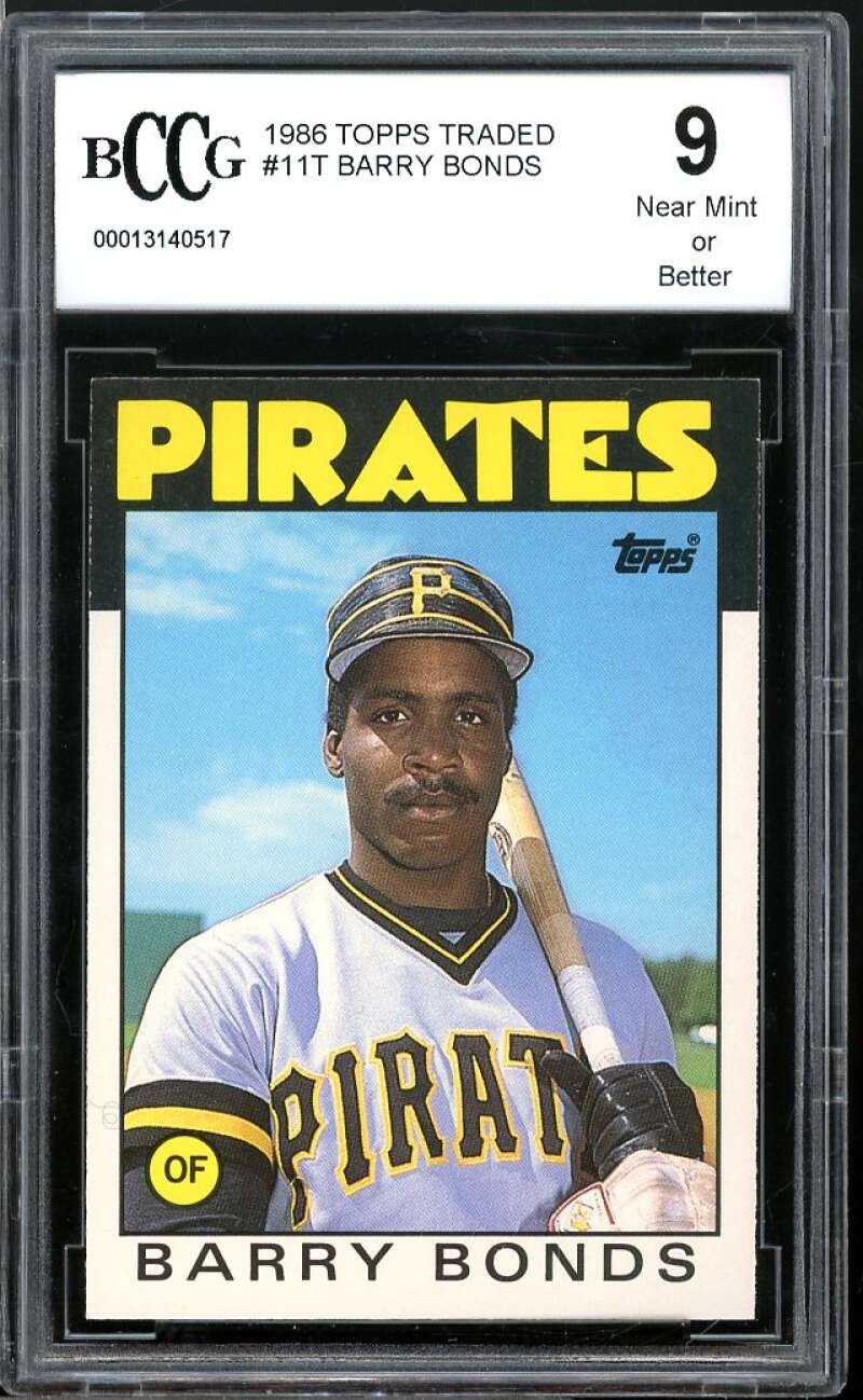 1986 Topps Traded #11T Barry Bonds Rookie Card BGS BCCG 9 Near Mint+ Image 1