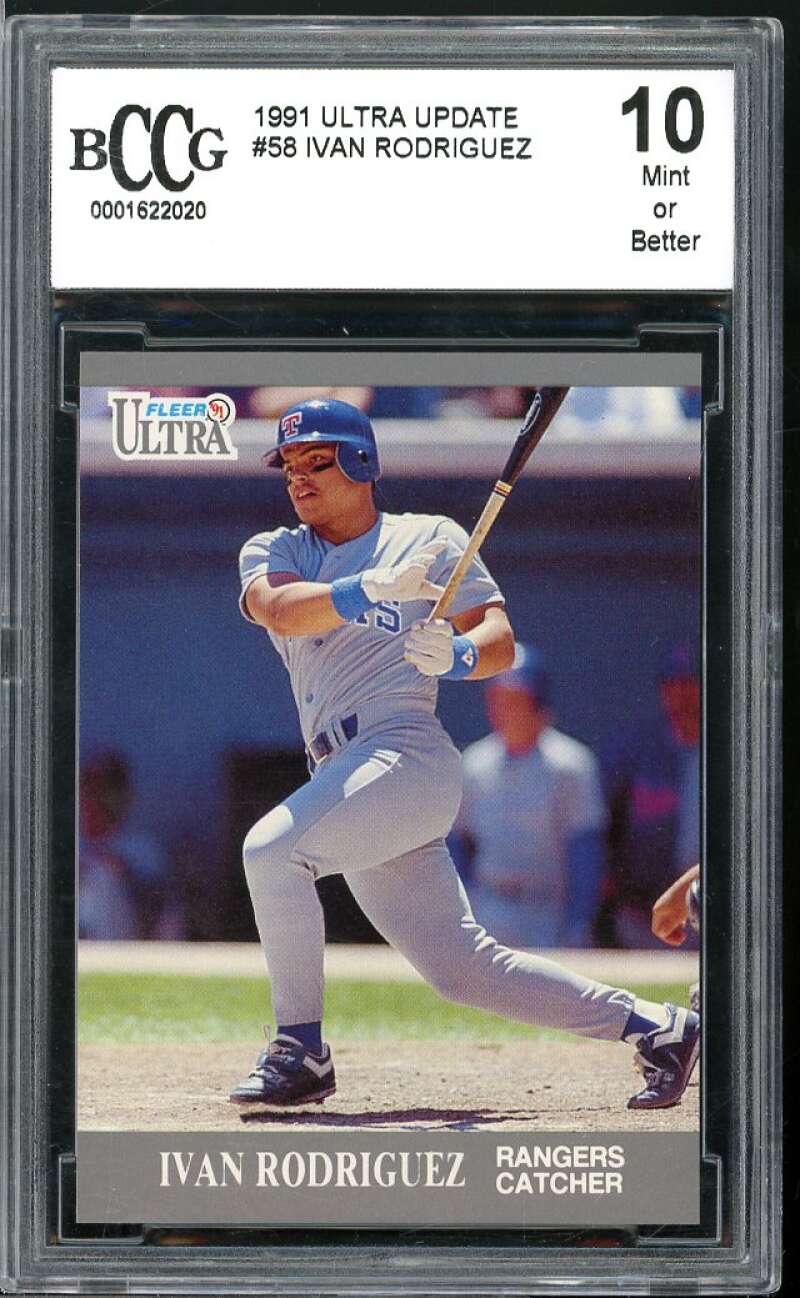1991 Ultra Update #58 Ivan Rodriguez Rookie Card BGS BCCG 10 Mint+ Image 1