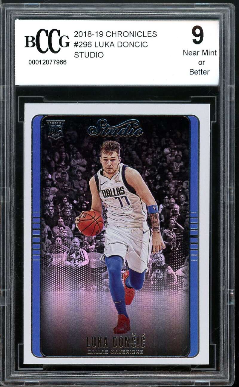2018-19 Chronicles Studio #296 Luka Doncic Rookie Card BGS BCCG 9 Near Mint+ Image 1