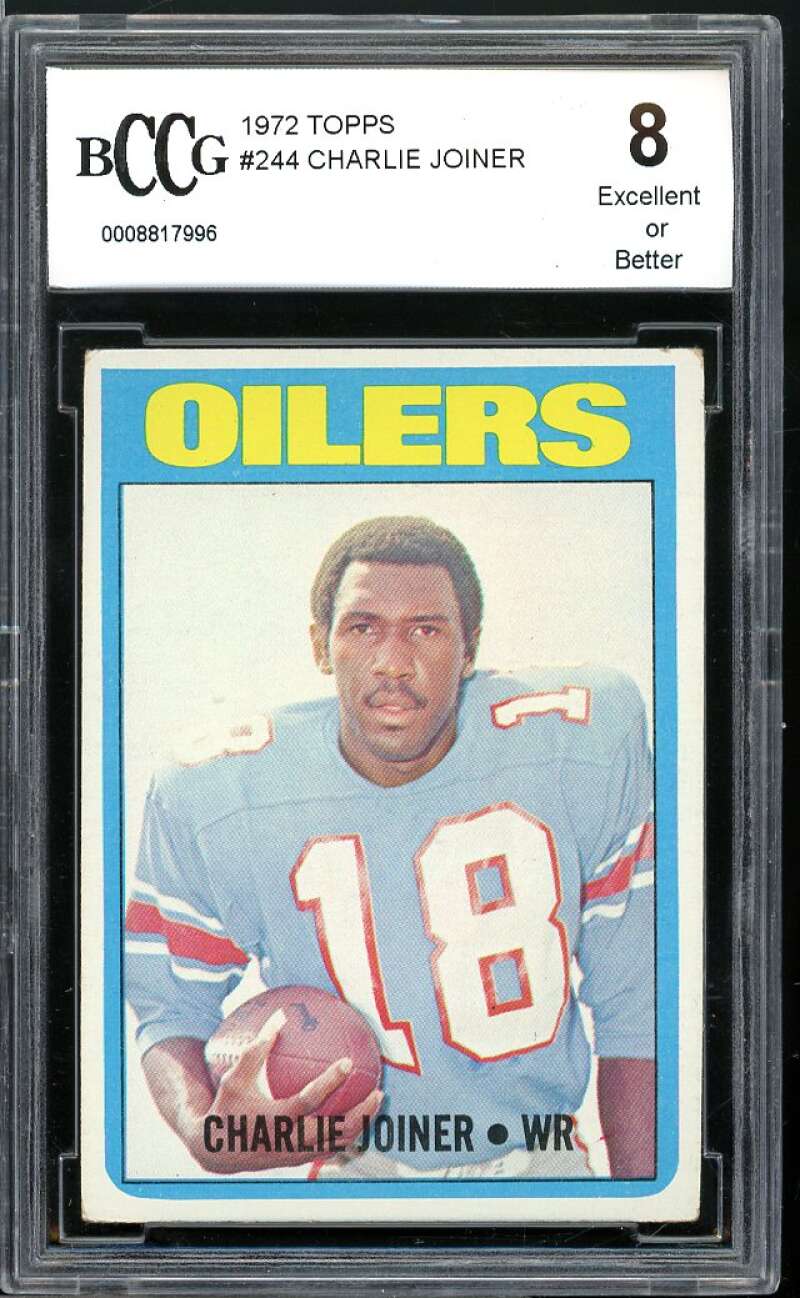 1972 Topps #244 Charlie Joiner Rookie Card BGS BCCG 8 Excellent+ Image 1