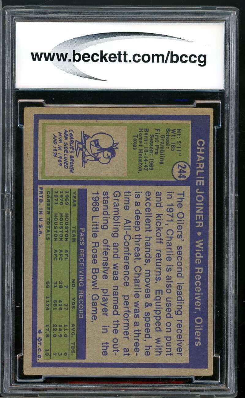 1972 Topps #244 Charlie Joiner Rookie Card BGS BCCG 8 Excellent+ Image 2