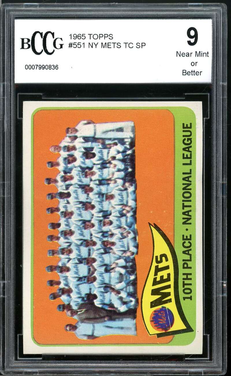 1965 Topps #551 New York Mets Team Card BGS BCCG 9 Near Mint+ Image 1