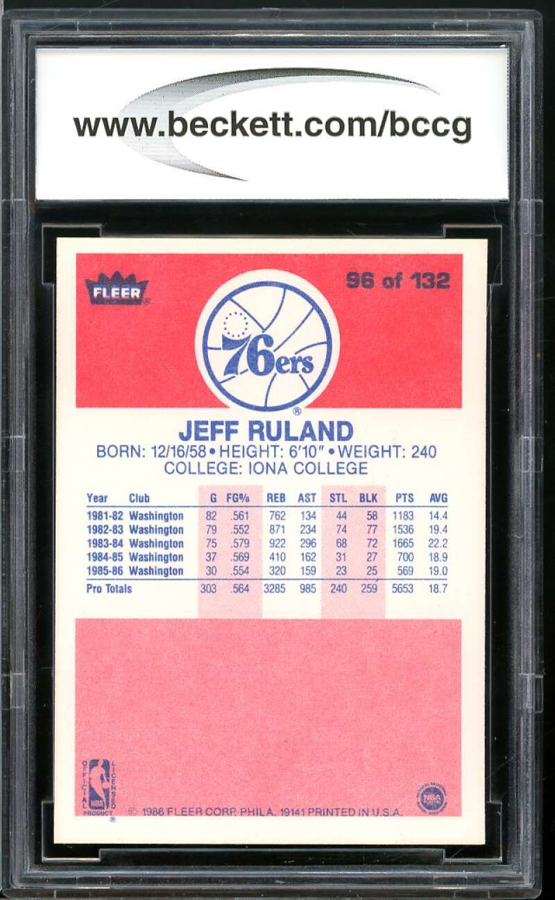 1986-87 Fleer #96 Jeff Ruland Card BGS BCCG 9 Near Mint+ Image 2
