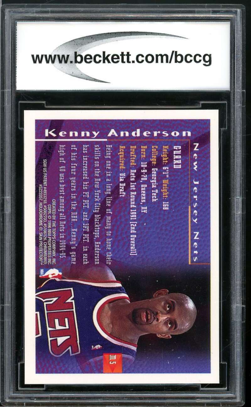 1995-96 Topps Mystery Finest Refractors #M8 Kenny Anderson BGS BCCG 9 Near Mint+ Image 2