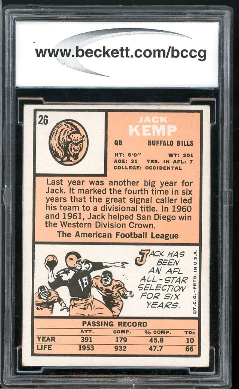 1966 Topps #26 Jack Kemp Card BGS BCCG 8 Excellent+ Image 2