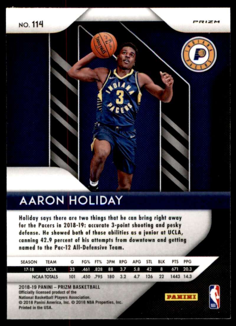 Aaron Holiday Rookie Card 2018-19 Panini Prizm Prizms Green #114 Image 2