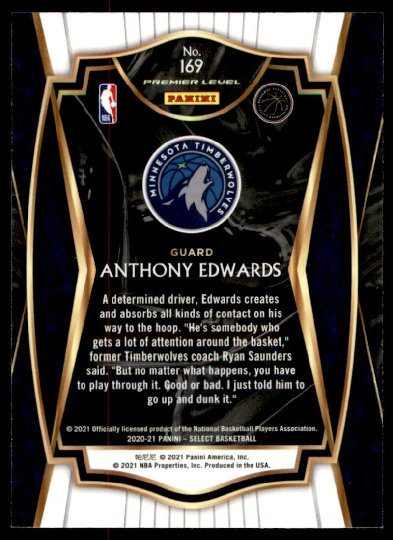 Anthony Edwards Rookie Card 2020-21 Select Blue #169 Image 2