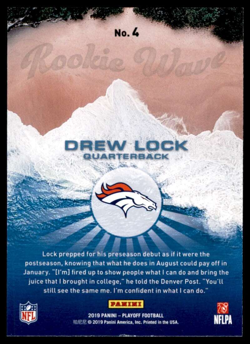 Drew Lock Rookie Card 2019 Panini Playoff Rookie Wave #4 Image 2