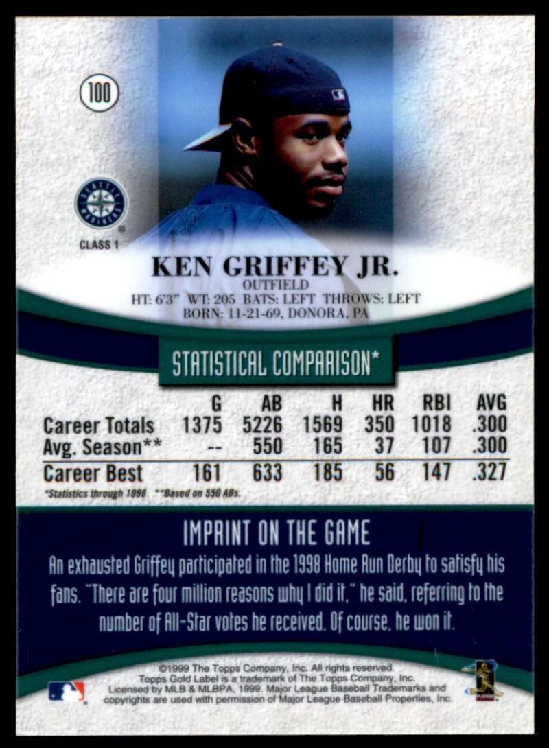 Ken Griffey Jr. Card 1999 Topps Gold Label Class 1 #100 Image 2
