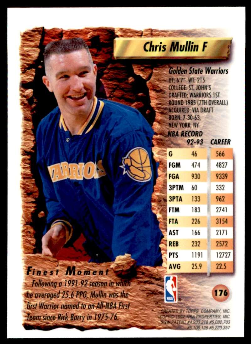 Chris Mullin Card 1993-94 Finest Refractors #176 Image 2