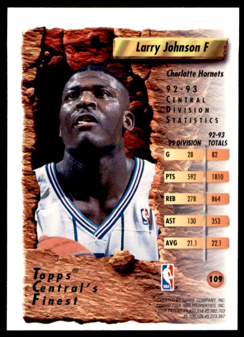 Larry Johnson Card 1993-94 Finest Refractors #109 Image 2