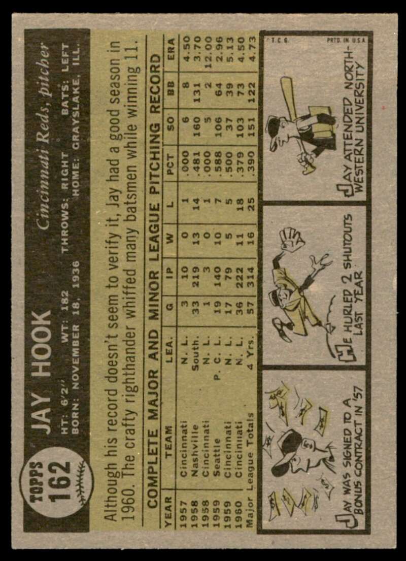 Jay Hook Card 1961 Topps #162 Image 2