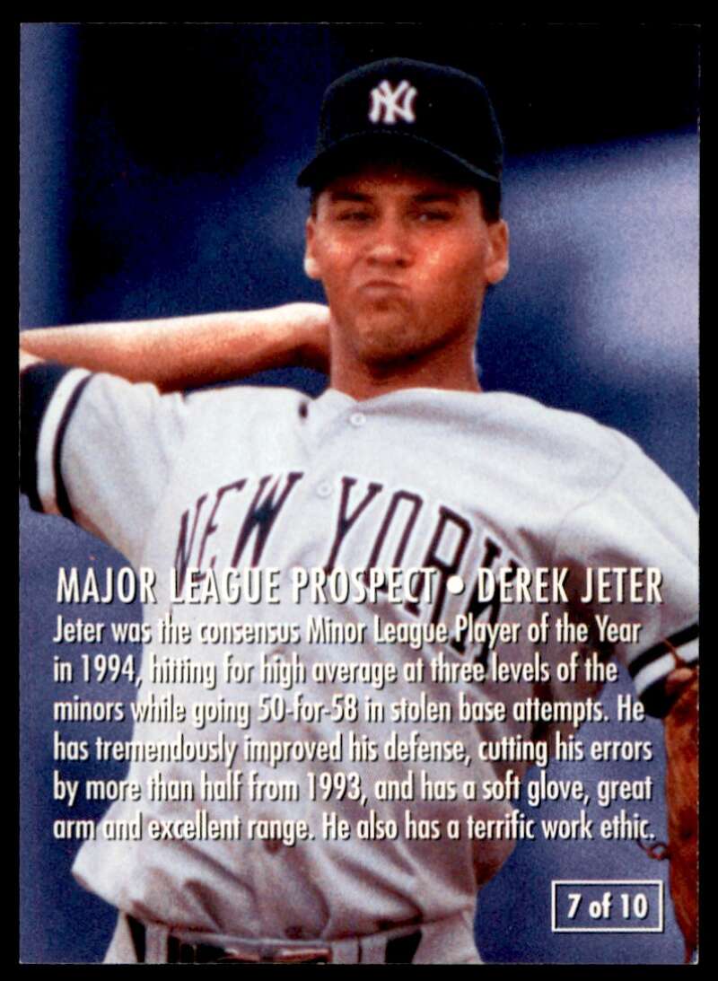 Derek Jeter Card 1995 Fleer Major League Prospects #7A Image 2