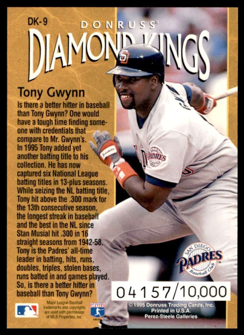 Tony Gwynn Card 1996 Donruss Diamond Kings #DK-9 Image 2