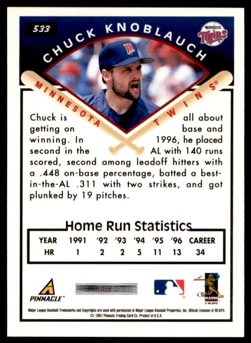 Chuck Knoblauch Card 1997 Score Hobby Reserved #533 Image 2