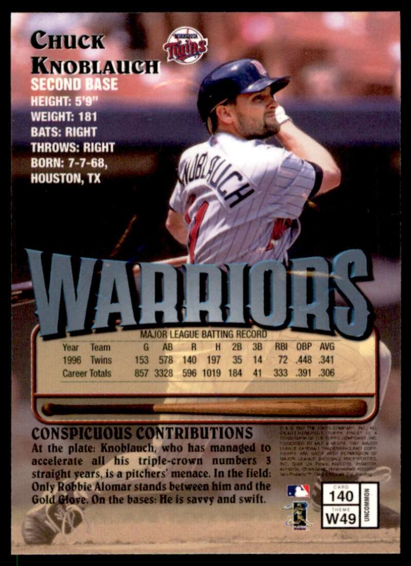 Chuck Knoblauch Card 1997 Finest Embossed #140 Image 2