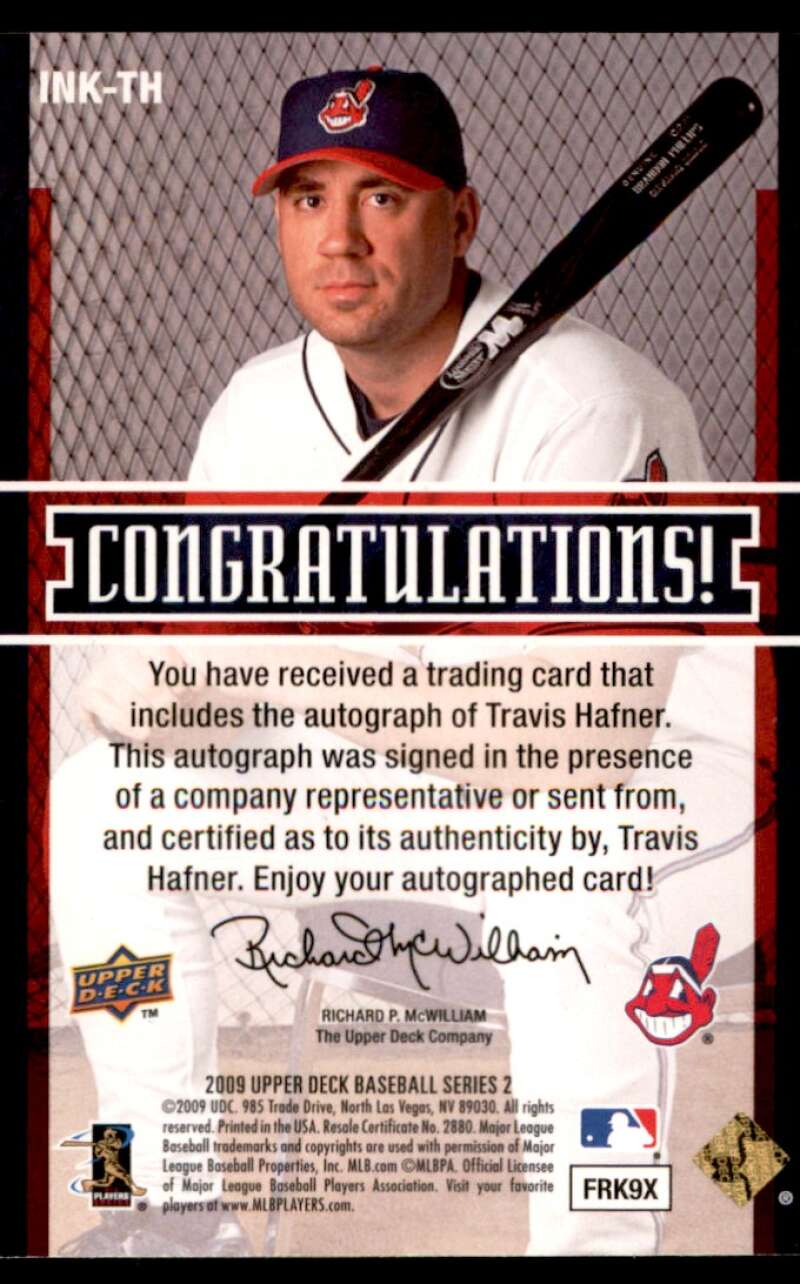 Travis Hafner Card 2009 Upper Deck Inkredible #INK-TH Image 2