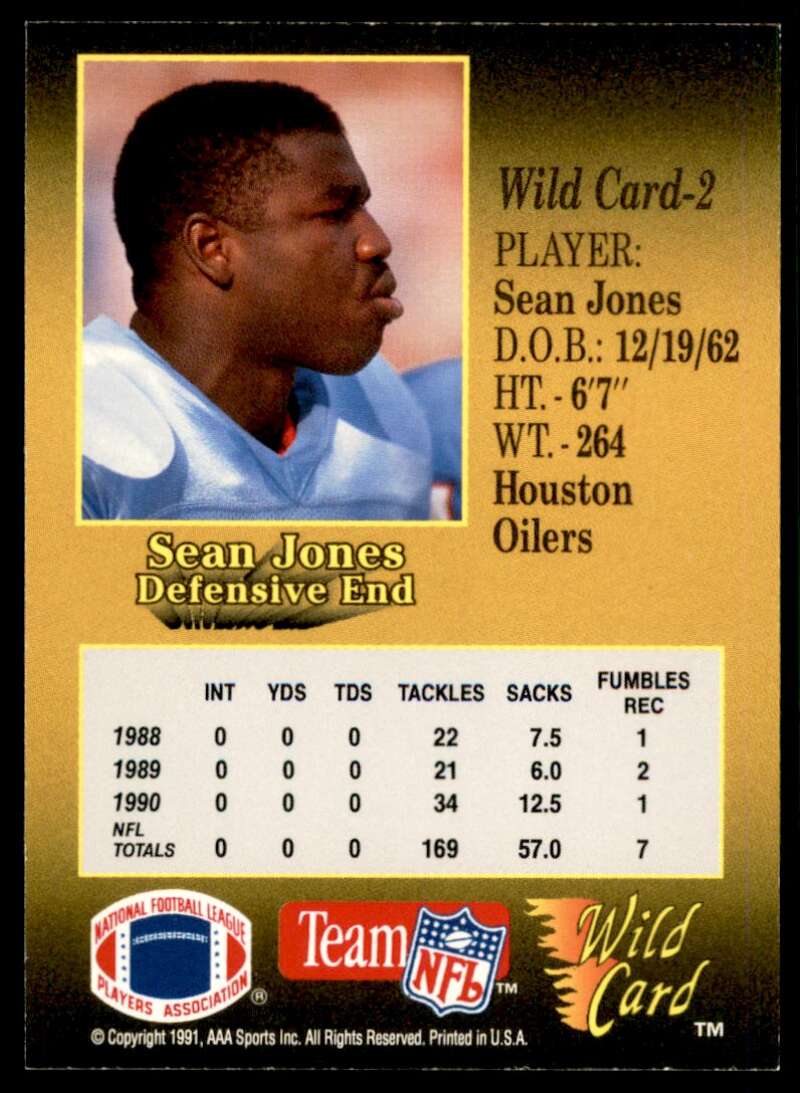 Sean Jones Card 1991 Wild Card 100 Stripe #2 Image 2